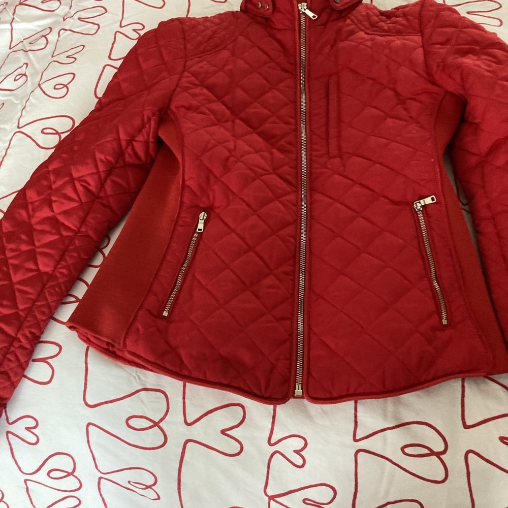 Zara red quilted fabric jacket size S in great condition